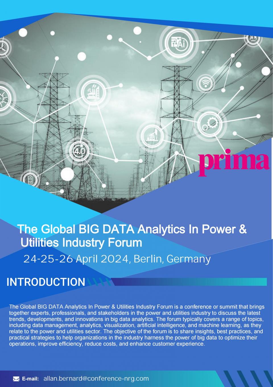 The Global Big Data Analytics In Power & Utilities Industry Forum 24-25-26 April  2024 Berlin Germany Cover