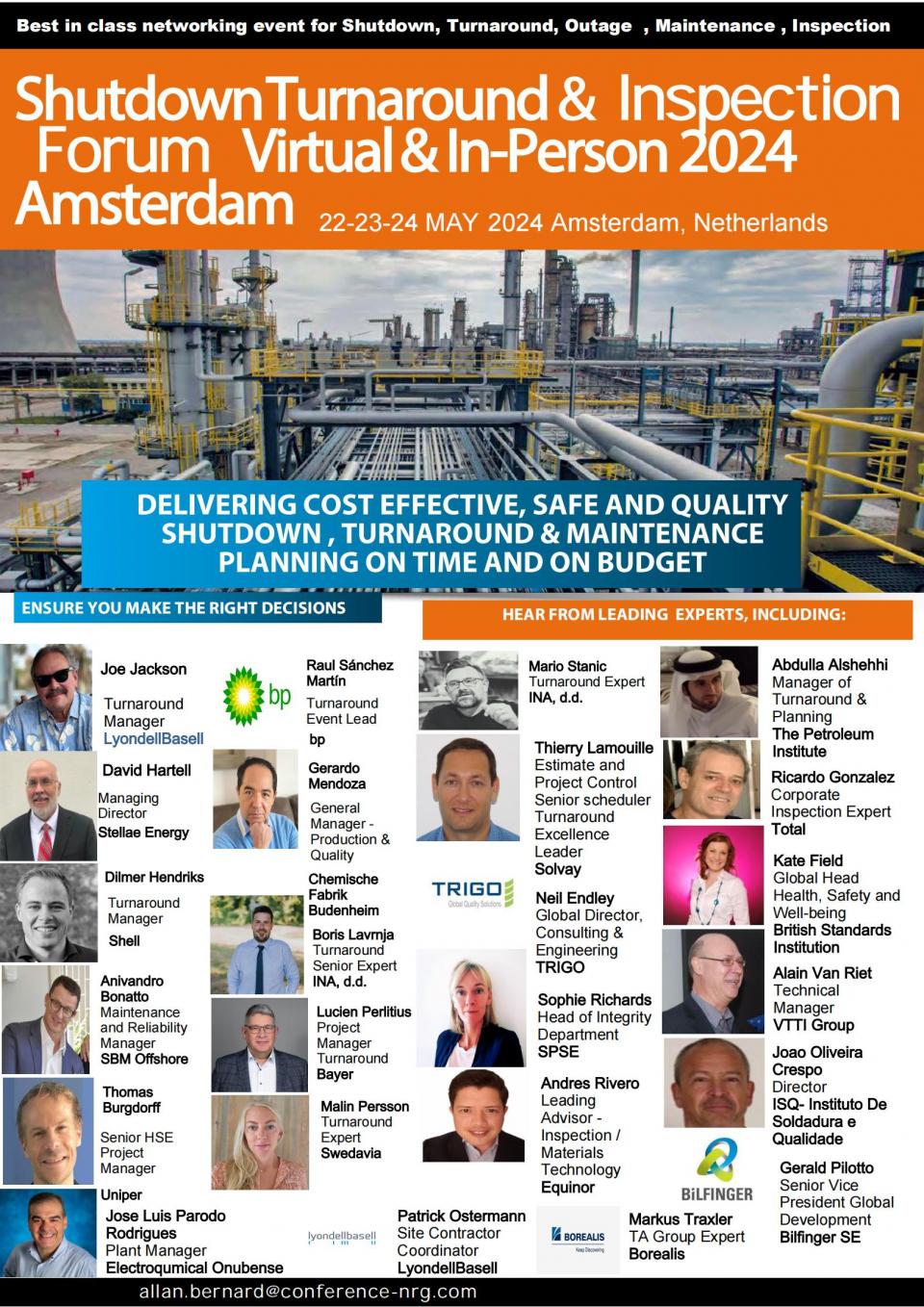 The Global  Shutdown Turnaround Outage Virtual &  In-Person Forum Amsterdam Cover