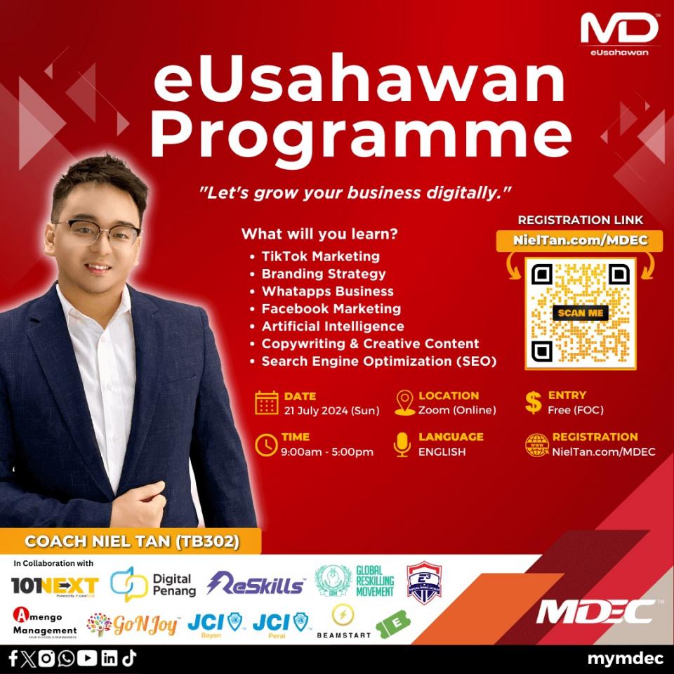 MDEC - Fully Subsidised Artificial Intelligence Training is here! - 21 July 2024 (Sunday) - eUsahawan | DigitalPreneurship Cover