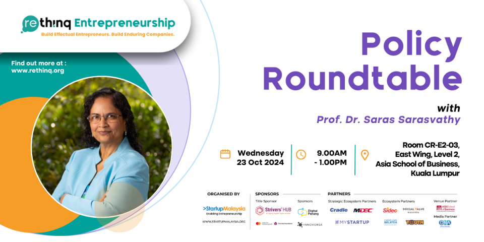 [Rethinq Entrepreneurship] Policy Roundtable With Prof. Dr. Saras Sarasvathy Cover