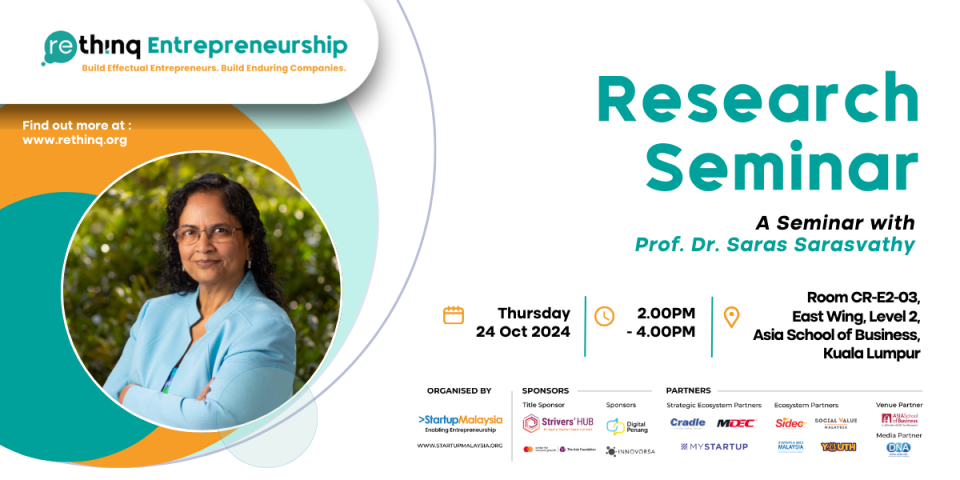 [Rethinq Entrepreneurship] Research Seminar: A Seminar with  Prof. Dr. Saras Sarasvathy Cover