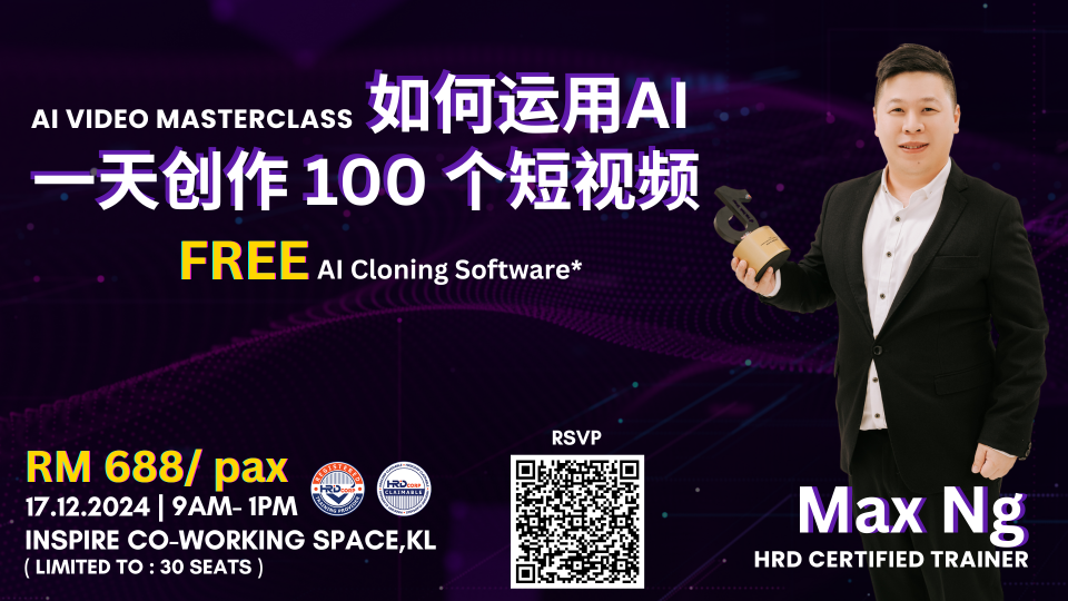 如何运用 AI  - 一天创作 100 个短视频 + FREE AI Cloning Starter Pack worth RM 288* Cover